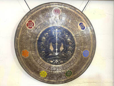 20" Extra large seven chakra carving sound healing Tibetan gong