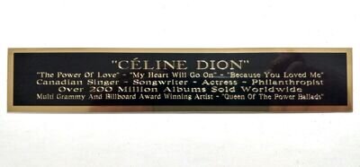 Celine Dion Autograph Nameplate For A Framed & Signed 8X10 Photograph 1.25" X 6"