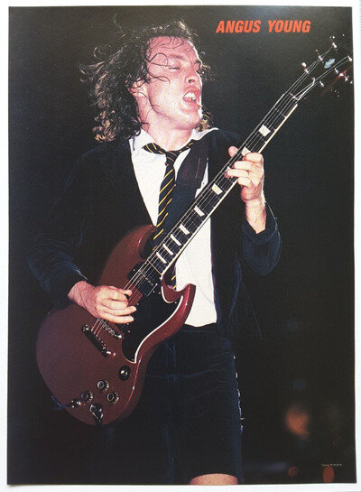 AC/DC ANGUS YOUNG LIVE VINTAGE 1980'S FULL PAGE MAGAZINE PINUP POSTER CLIPPING A