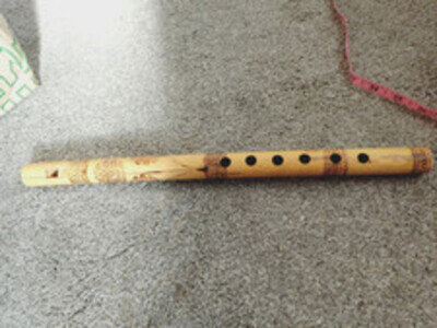 Vintage 7 Hole Bamboo Flute 11" Long Closed End Primitive Traditional VGC