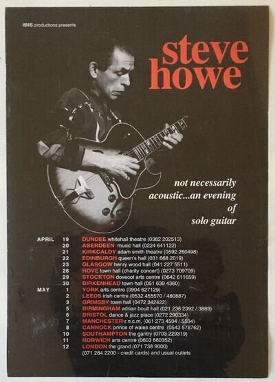 Genesis Steve Howe Not Necessarily Acoustic...An Evening Of 1994 Tour Poster