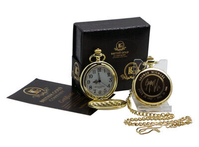 GEORGE MICHAEL Signed 24k Gold Plated Pocket Watch Autographed Luxury Gift Case