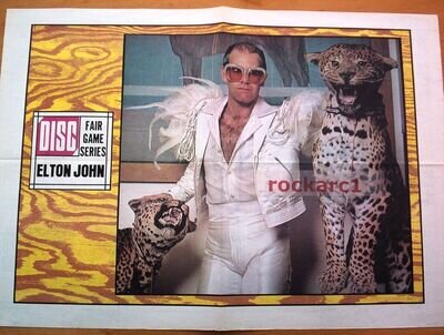 ELTON JOHN*and leopards*1974*RARE*VINTAGE*POSTER*24x16 inches*