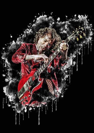 Abstract Angus Young AC/DC Ready To Hang Canvas or Poster 3 Sizes