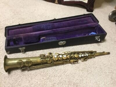 VINTAGE Buescher True Tone Low Pitch Elkhart IND Soprano Saxophone #225672