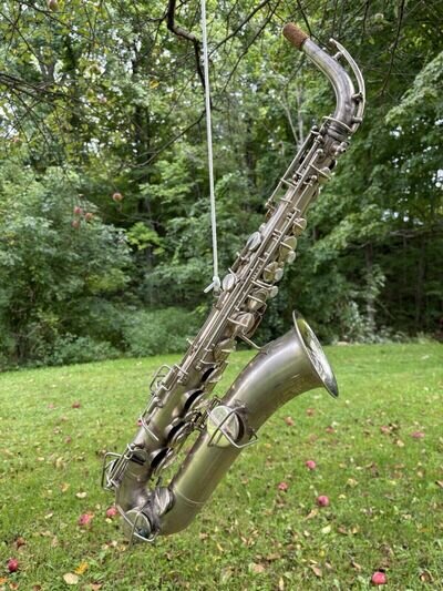 Vintage Buescher True Tone Low Pitch Saxophone Silver Plate 1921-22 Serial#98000