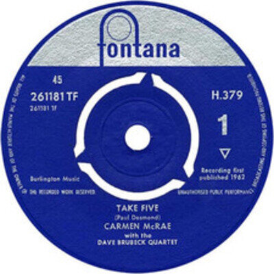 Carmen McRae With The Dave Brubeck Quartet - Take Five (7", Single) (Very Good P