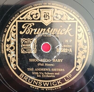 THE ANDREWS SISTERS - SHOO-SHOO BABY - 78 RPM - GD 1943 - 03502 - LISTEN