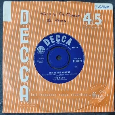 The News - This is the moment - VG 7" vinyl single 1966 Pop Rock