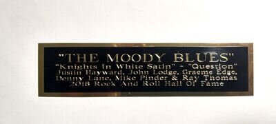 The Moody Blues Engraved Nameplate For An Autographed CD Or Photograph 1.25 X 4