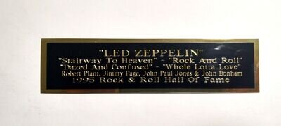 Led Zeppelin Engraved Nameplate For An Autographed Record Album 1.25" X 6"