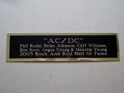 AC/DC Nameplate For An Autographed Concert Ticket CD Or Photograph 1.25" X 4"