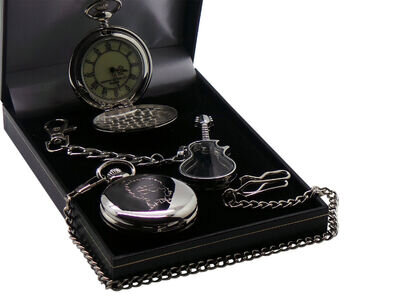 BOB DYLAN Signed Pocket Watch Autographed and Glass Guitar Keyring Gift Case