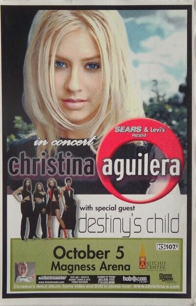 CHRISTINA AGUILERA / DESTINY'S CHILD 2000 DENVER TOUR POSTER -Beyonce, Pop Music