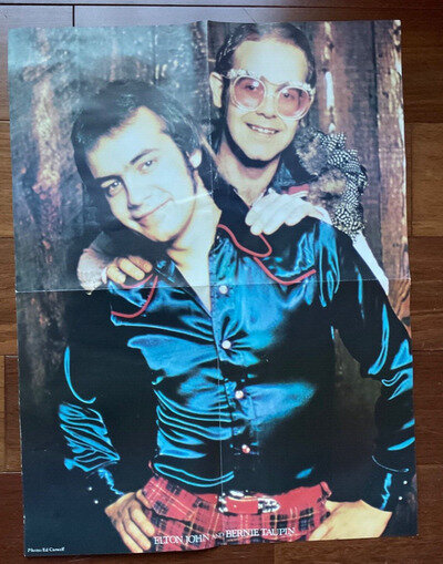 ELTON JOHN ORIGINAL 1970’S POSTER 16.5 X 22” BERNIE TAUPIN TWO SIDED ED CARAEFF