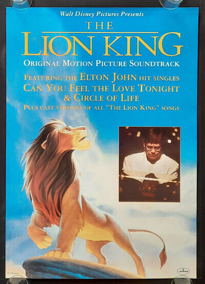 +++ 1994 ELTON JOHN Promotion Poster Album "The Lion King" 1st print