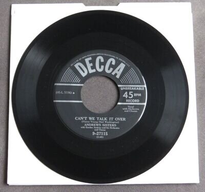 The Andrews Sisters – Can't We Talk It Over 7" Decca – 9-27115 - US Import