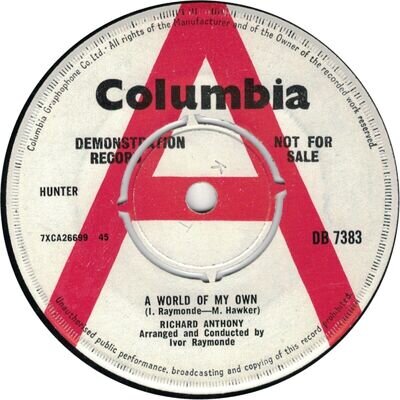 Richard Anthony – A World Of My Own - Columbia DB 7383 - 1964 Demo UK 7" EX