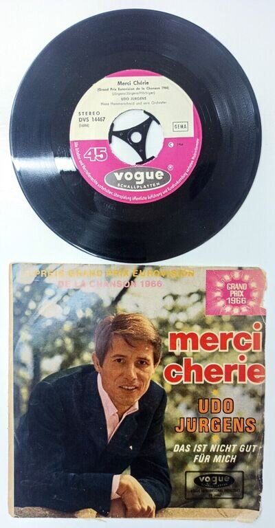 Udo Jürgens 📀7" 45 RPM Single📀 Merci Cherie 🌟RARE🌟 German Pressing📀