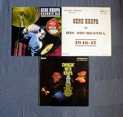 3 x Gene Krupa and His Orchestra Vinyl LPs - Big Band Swing Jazz