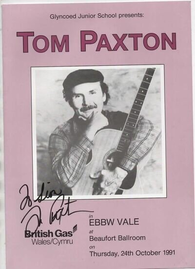 Tom Paxton Oct 91 Concert programme autographed