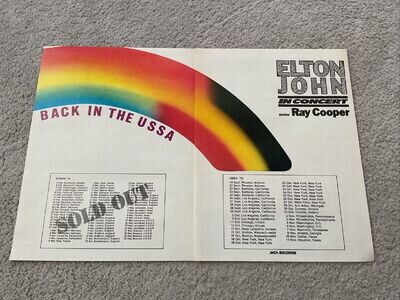 ELTON JOHN 1979 BACK IN THE USSA TOUR DATES ORIGINAL PRINT POSTER TYPE 2 PAGE AD