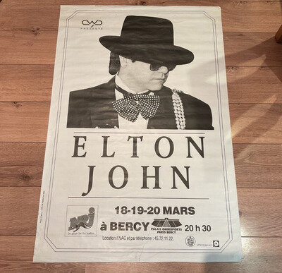 ELTON JOHN - Original Ice on Fire tour poster - Paris, March 1986 (80x120)