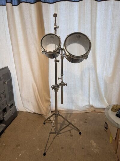 Hoshino by Tama 6" and 8" black tom-toms with cymbal stand.