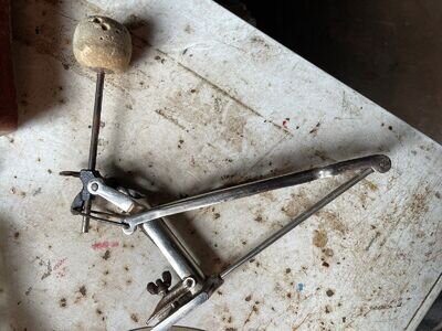 Rare Vintage Bass Drum Pedal. Small And Lightweight. Working. Beater Worn!