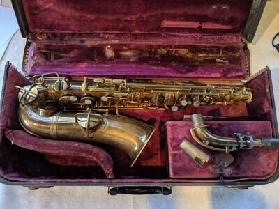 Vintage Frank Holton Saxophone Chicago For Part Repair Brass Low pitch model 655