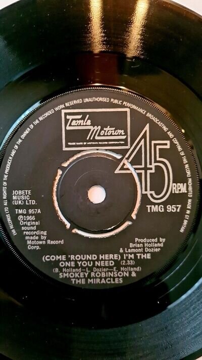 Smokey Robinson, (Come round here) I'm the one you need, 1980, 7" 45rpm VG+