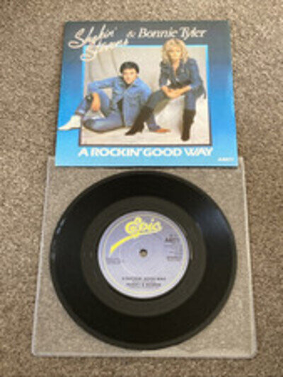 SHAKIN’ STEVENS & BONNIE TYLER A Rockin’ Good Way 2 Track 7” Single In P/S A4071