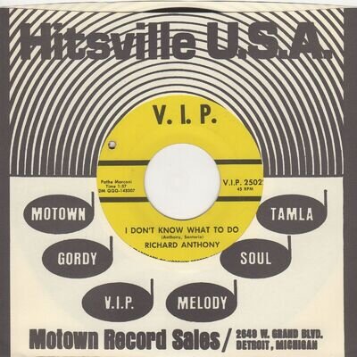 Richard Anthony I Don't Know What To Do V.I.P. 25022 Soul Northern Motown