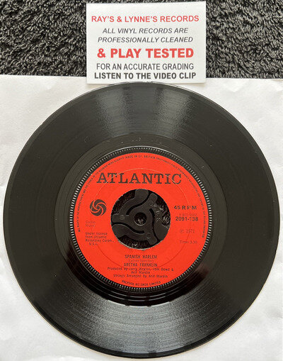 Aretha Franklin – Spanish Harlem 7'' Vinyl 1971 CLEANED/TESTED VG VIDEO CLIP