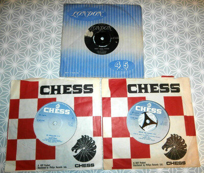 3 x 45s by CHUCK BERRY on CHESS and LONDON, Reelin` & Rockin`& Sweet Little 16