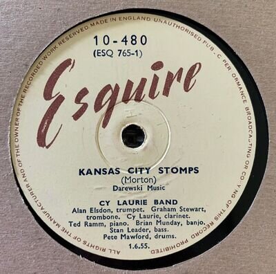 CY LAURIE BAND - KANSAS CITY STOMP/ GOOSE DANCE ESQUIRE 480 10" 78RPM shellac