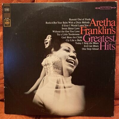 ARETHA FRANKLIN : ARETHA FRANKLIN'S GREATEST HITS LP ALbum Vinyl CBS 1967 CS9473