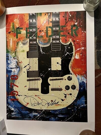 The Eagles Don Felder Signed Guitar Poster 21 X 28.5 Autograph Beckett COA RARE!