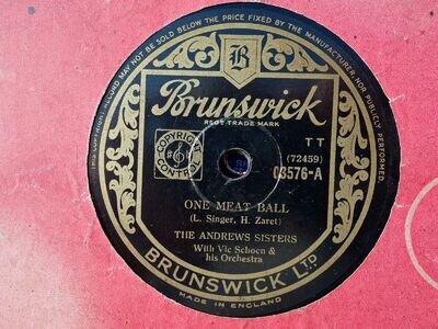 ANDREWS SISTERS - One Meat Ball / Rum And Coca-Cola 78 rpm disc (A+)