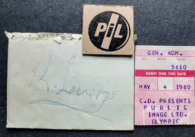 Public Image Ltd PIL Keith Levene Autograph and Ticket Stub USA May 4, 1980