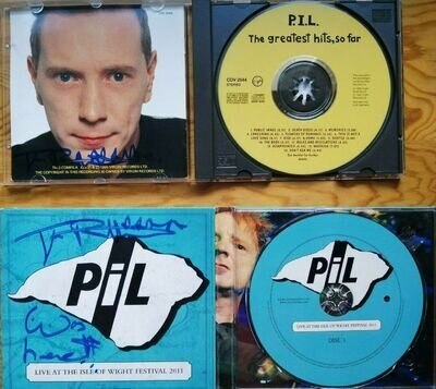 SIGNED Johnny Rotten Sex Pistols John Lydon 2 CD's PIL Greatest & IOW Autograph