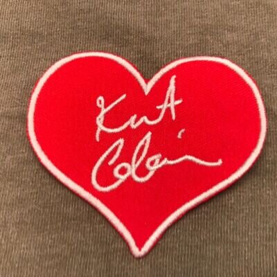 KURT COBAIN Embroidered Autograph On HEART SHAPED Sew On Patch ❤️ NIRVANA ❤️