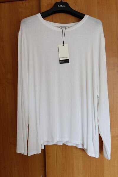 M & S Autograph Soft White Viscose Rich T-Shirt Size 20 BNWT