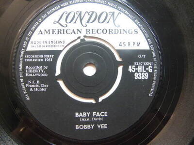 Bobby Vee – Baby Face 1961 7” London HLG 9389