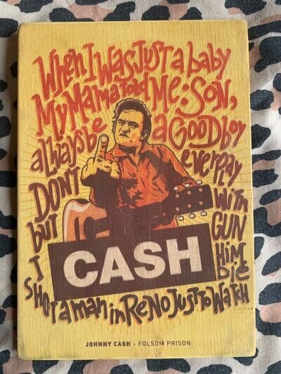 Johnny Cash Folsom Prison Wooden Plaque