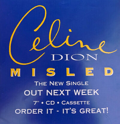 CELINE DION Display Misled BLUE #1 Out NEXT WEEK UK PROMO Rare 12" x 12" Poster