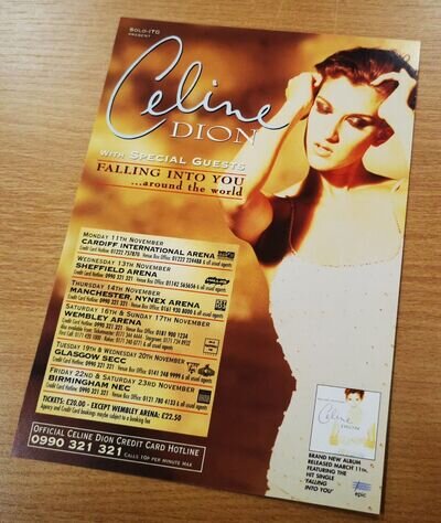 CELINE DION Flyer original 1996 Falling Into You Tour A5 Glossy PROMO Poster