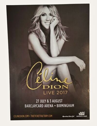 CELINE DION Flyer original 2017 Live BIRMINGHAM UK Show A5 Glossy PROMO Poster