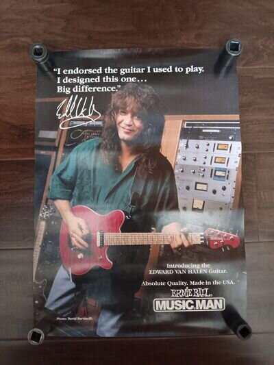 Vintage Eddie Van Halen 18 x 13 Musicman Ernie Ball Guitar Poster