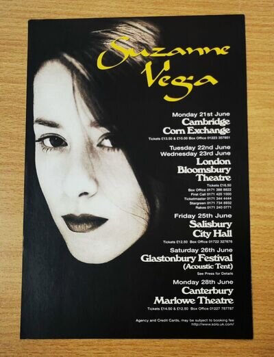 SUZANNE VEGA Flyer original Celine Dion 1999 2-Sided A5 PROMO Poster ONE ONLY